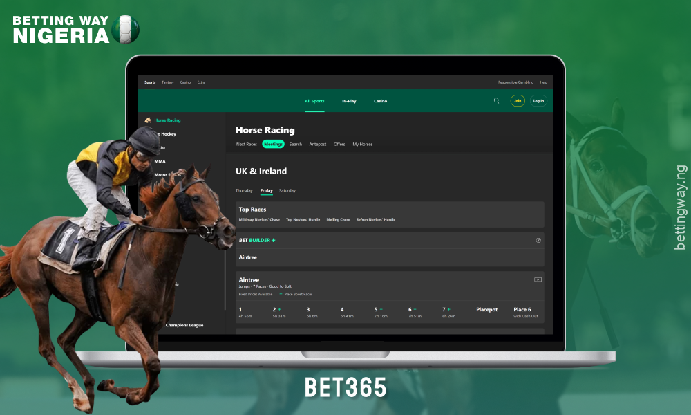 Bookmaker Bet365 offers live betting, live streaming, early withdrawals and a variety of casino games to gamblers in Nigeria