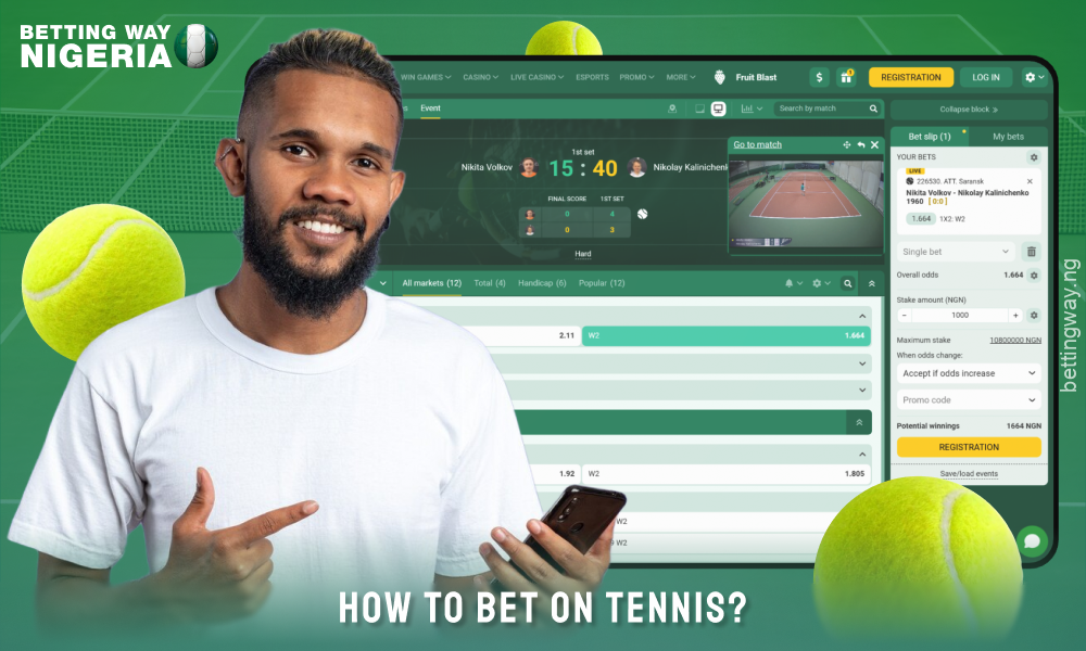 To bet on tennis in Nigeria bettors are advised to analyse the players, coverage, tournament stage and betting odds