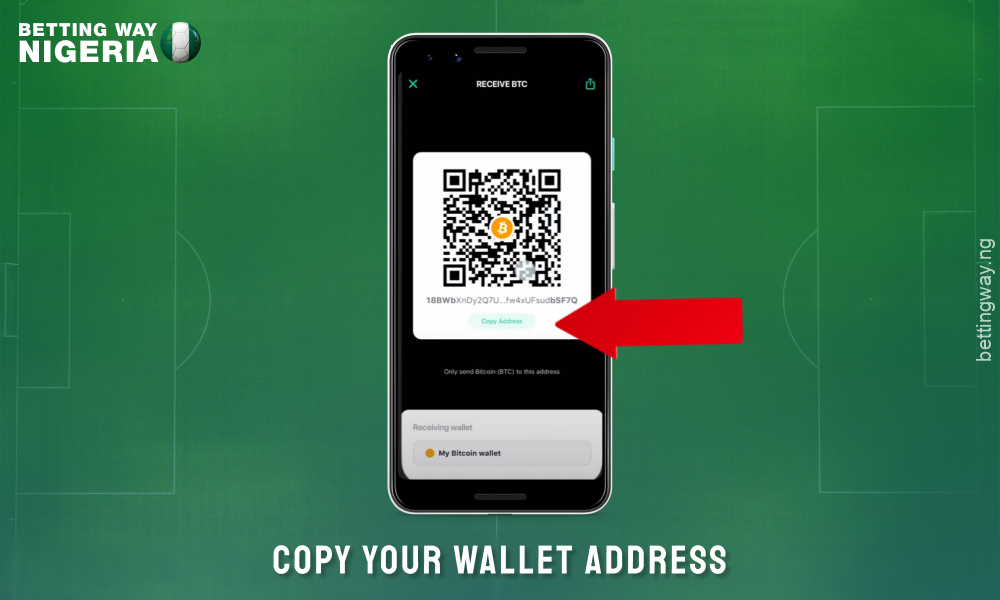 Copy your crypto wallet address to withdraw your winnings