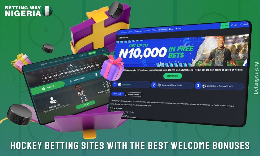 Nigerian bookmakers for betting on ice hockey offer a variety of welcome bonuses