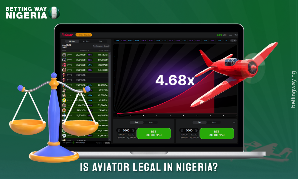 Aviator is legal in Nigeria as long as the casino site has a licence