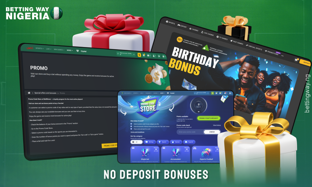 No deposit bonuses at betting sites in Nigeria allow you to get free bets after registering, entering a promo code or confirming personal details