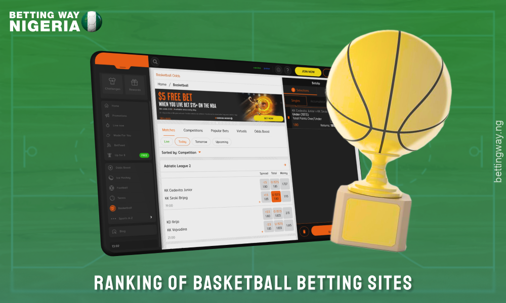 Top basketball betting sites in Nigeria with the best odds, live streaming, variety of payment options and bonuses