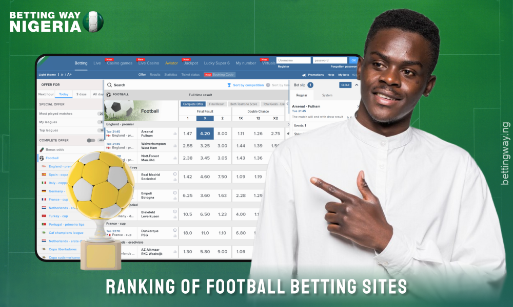 A review of the best football betting sites in Nigeria is based on expert ratings, player reviews, odds, match selection and ease of use