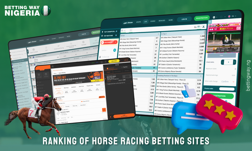 The ranking of horse racing betting sites in Nigeria includes the top 10 platforms with competitive odds, bonuses and services such as live betting and live streaming