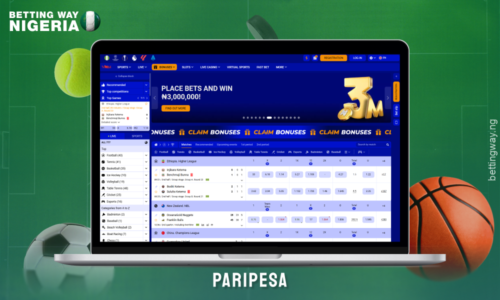 PariPesa is a popular new betting site in Nigeria with over 40 disciplines, a generous bonus and support for local payment methods