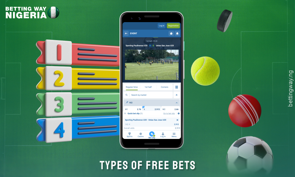 Betting sites in Nigeria offer different types of free bets: for registration, loyalty and risk free