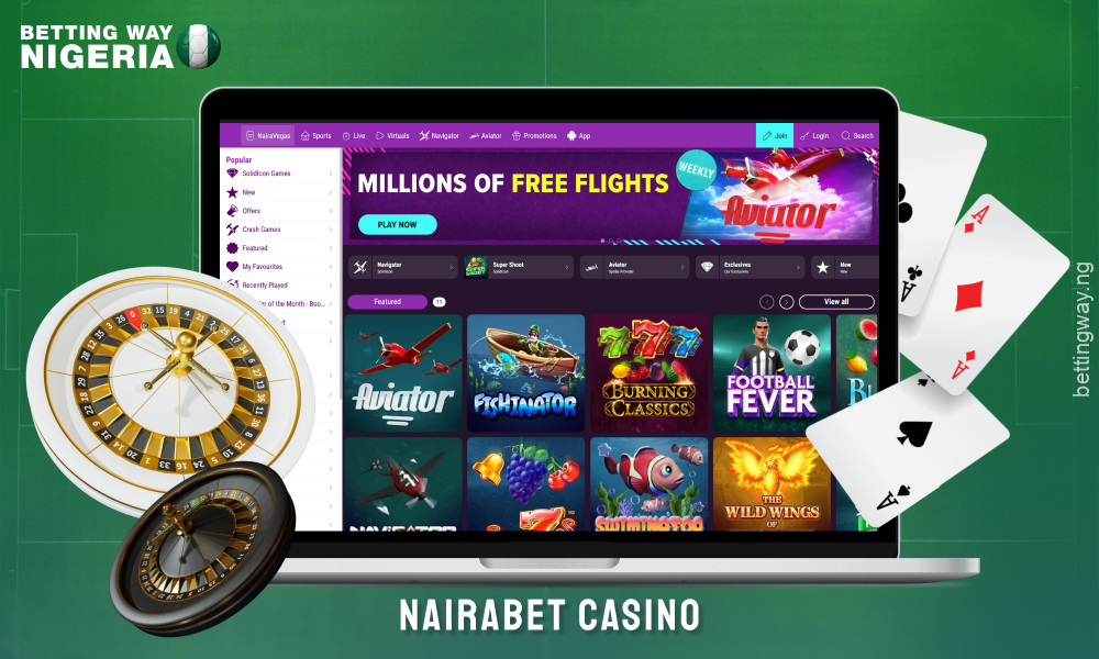 Nairabet Casino offers over 50 games with classic and video slots, roulette, bingo and scratch cards