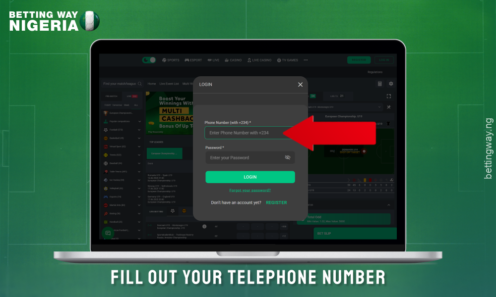 Enter your phone number to log into your Betjara account