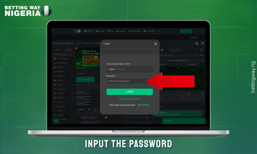Enter your password to log into your Betjara account