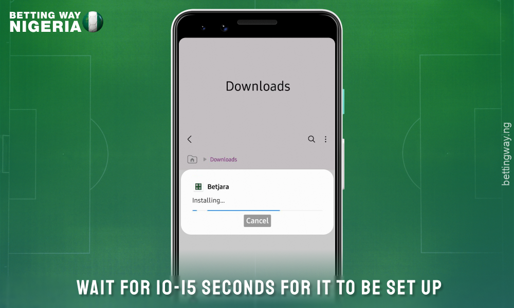 Wait for the Betjara Android app to install and start betting on sports