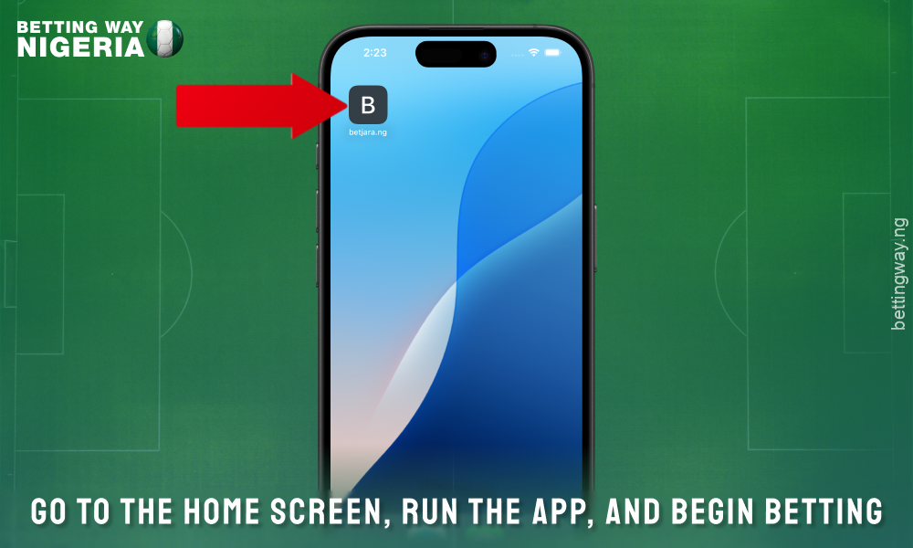 Launch the Betjara app for iOS from the home screen and start betting on sports