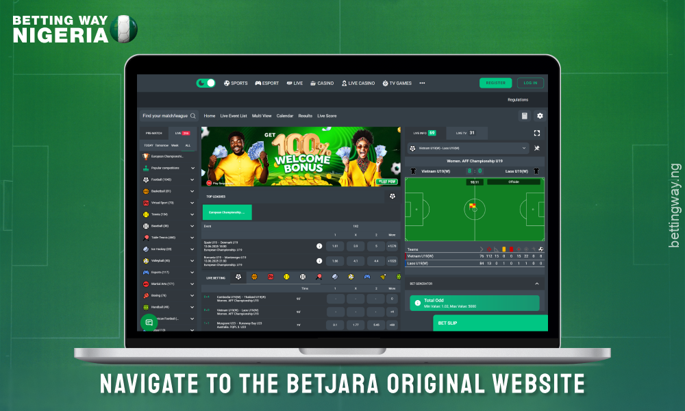 Visit the official Betjara Nigeria website to create an account