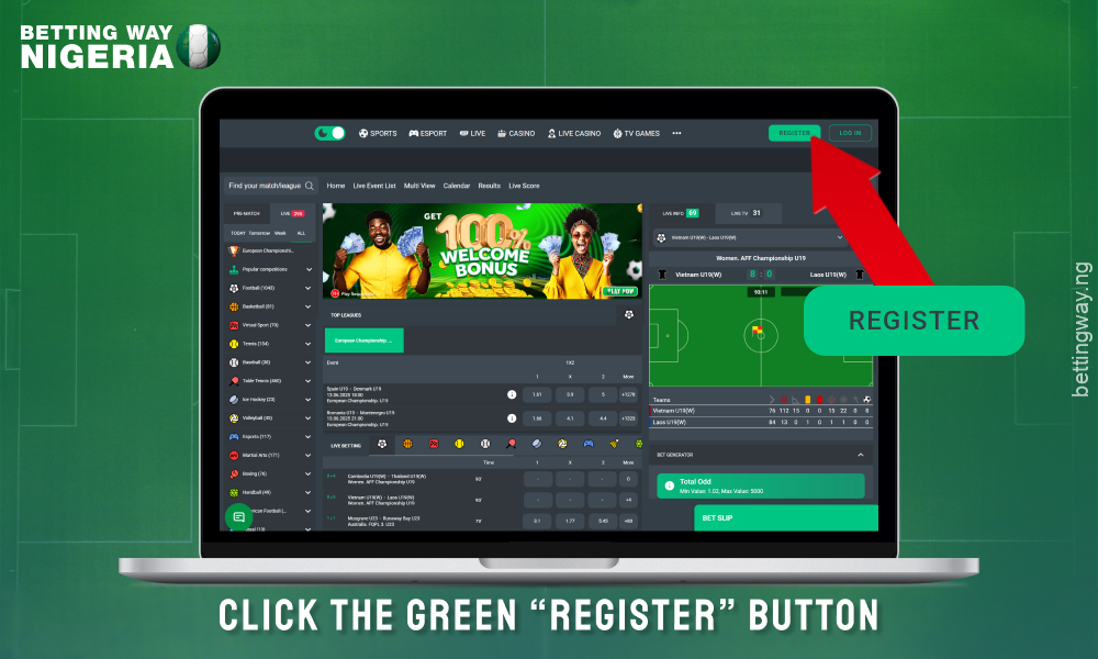 Click on the Register button to create an account at Betjara