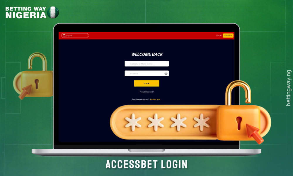 Nigerian players can log in to their Accessbet account by entering their username or phone number and password
