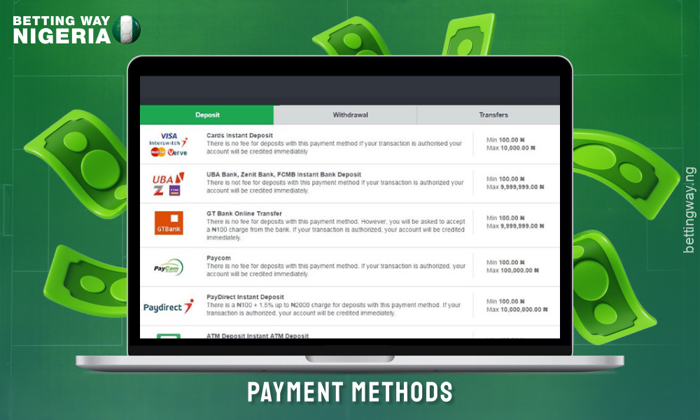 Bet9ja provides players from Nigeria with a variety of payment methods for easy deposit and withdrawal of winnings