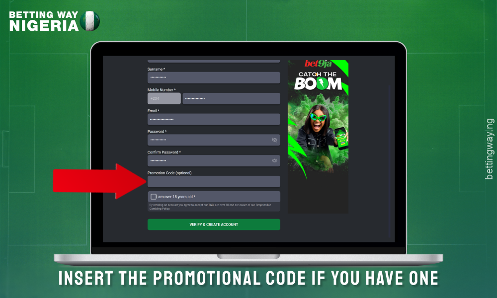 When registering on Bet9ja, you can enter a promo code and get bonuses for sports betting and games in the casino