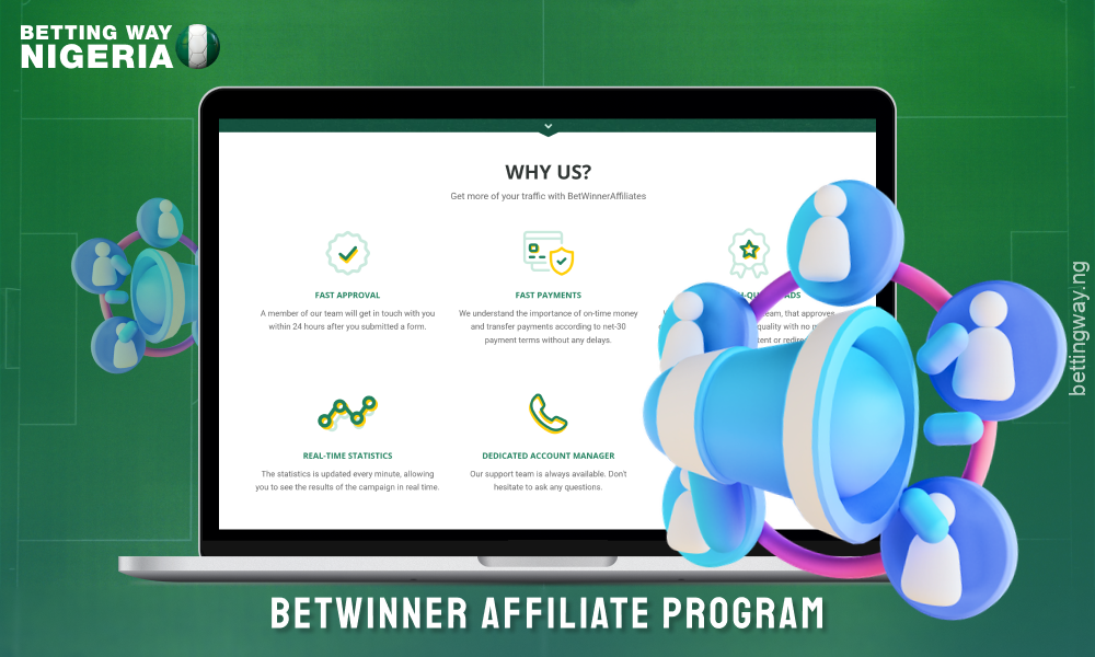 Betwinner offers Nigerian players an affiliate programme where they earn commission for referring new users via their referral link