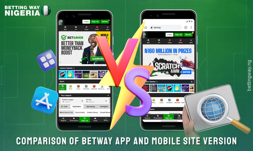 The Betway app is fast and user-friendly, while the mobile site requires no installation