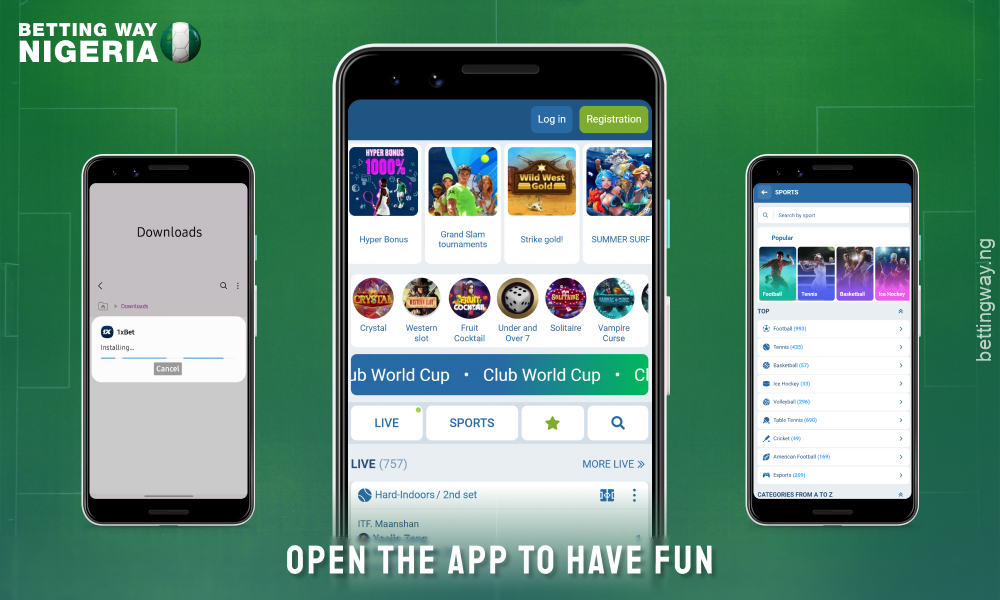 Open the 1xbet app for Android on your smartphone and start betting on sports, playing in the casino