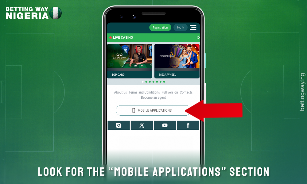 Go to the applications section to download 22bet for Android