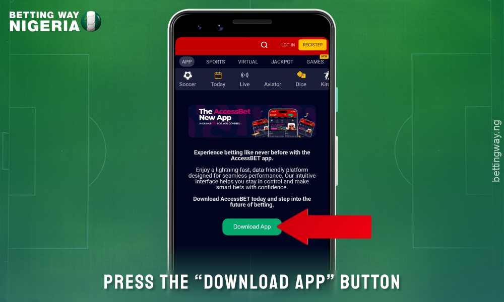 Click the button to download the Accessbet app for Android