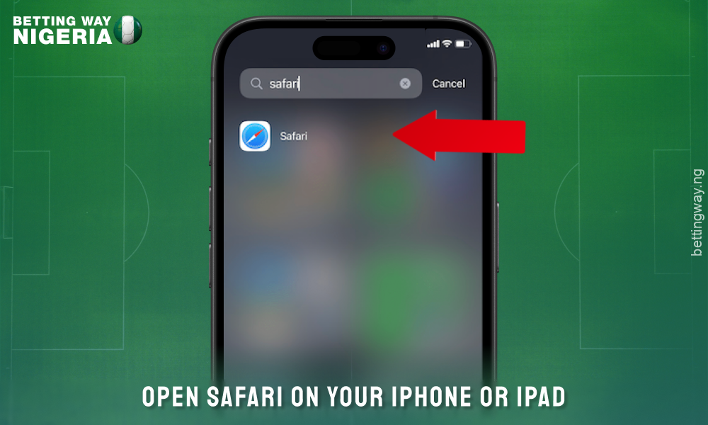 To download the Accessbet mobile app for iOS, open your browser