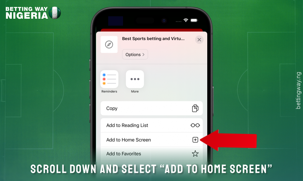 Select the option Add Accessbet mobile app to your home screen