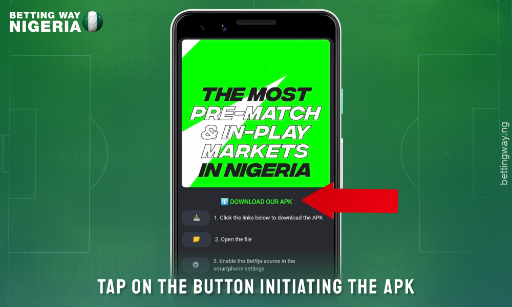 Download APK file to install Bet9ja app for Android