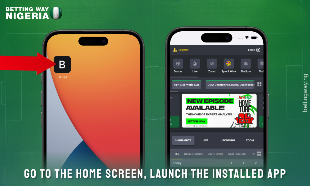 Launch the Bet9ja app for iOS and start betting on sports