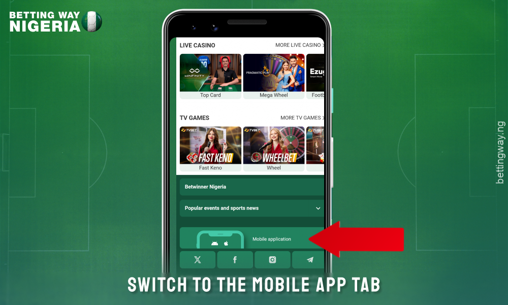 Go to the Applications section to download the Betwinner app for Android