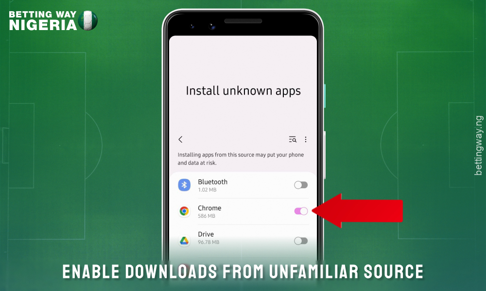 Allow installation from unknown sources to download the Betwinner app