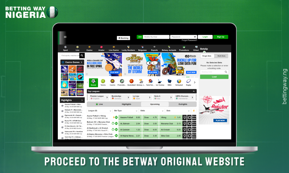 To create an account on Betway, you need to open the bookmaker's official website