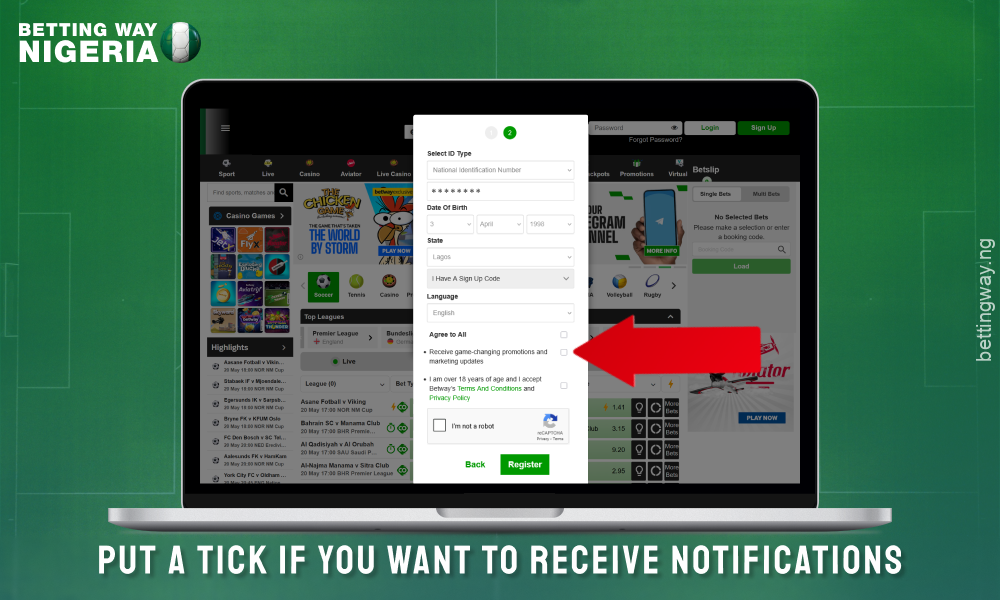 Select whether you want to receive notifications about promotions